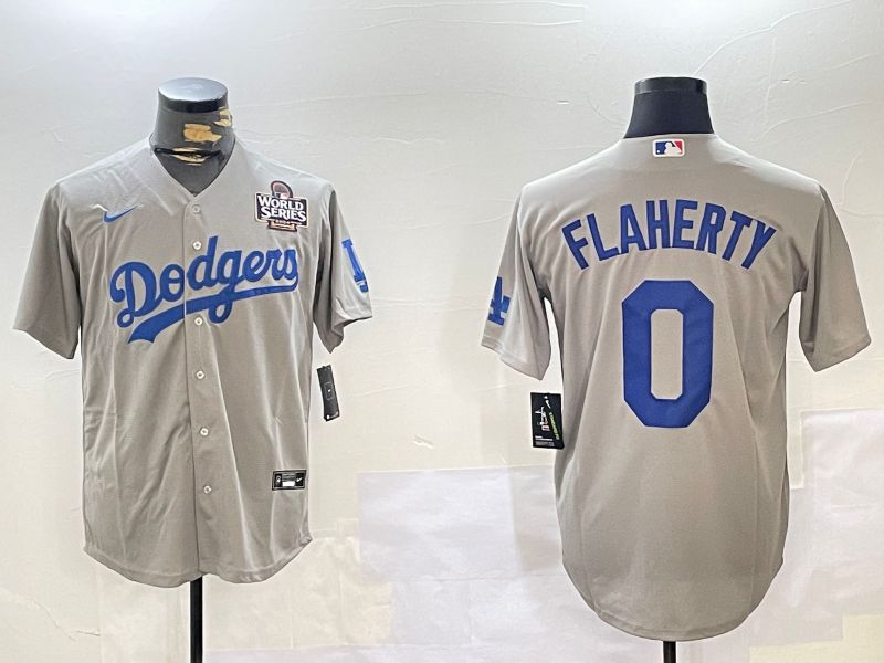 Men Los Angeles Dodgers 0 Flaherty Grey Game 2024 Nike MLB Jersey style 11202